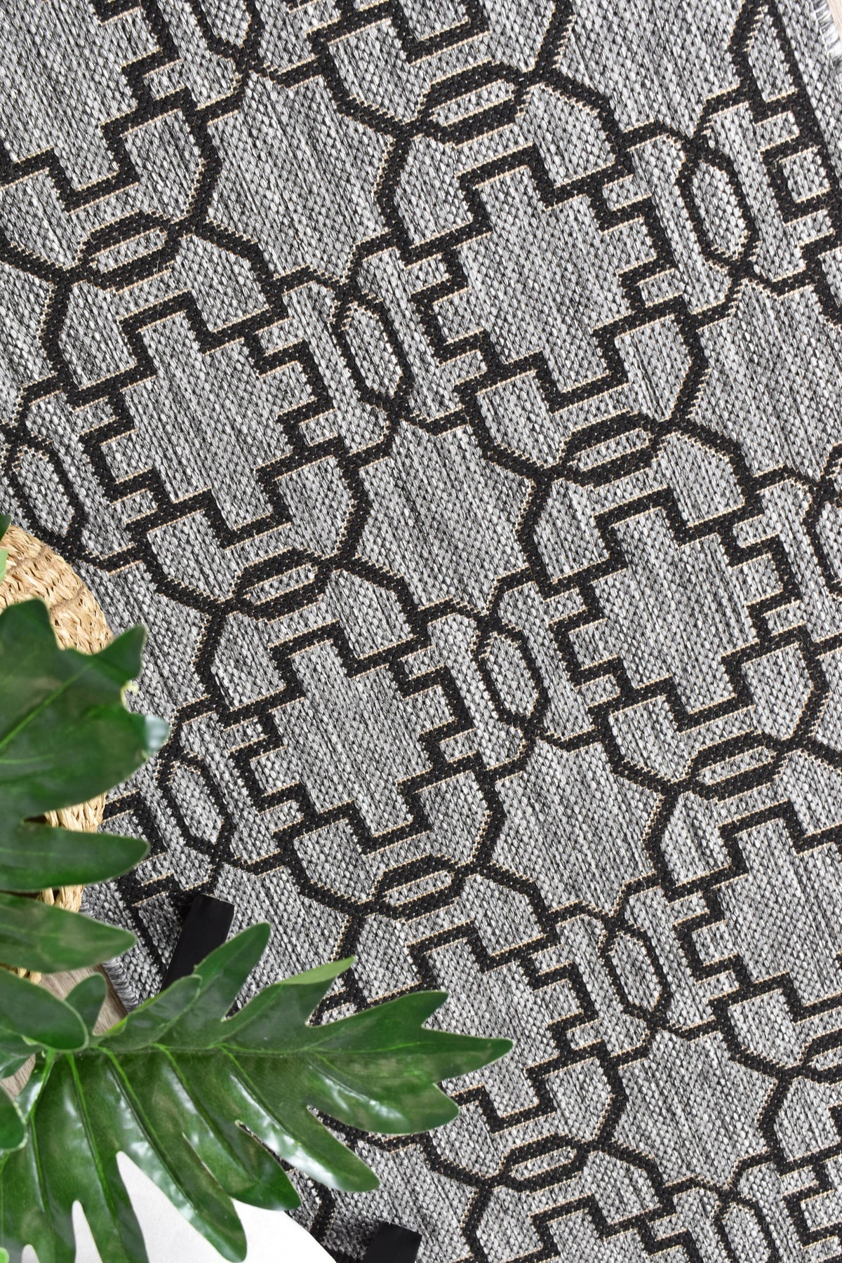 long-island Runner Grey Black Rug 208-DM9E