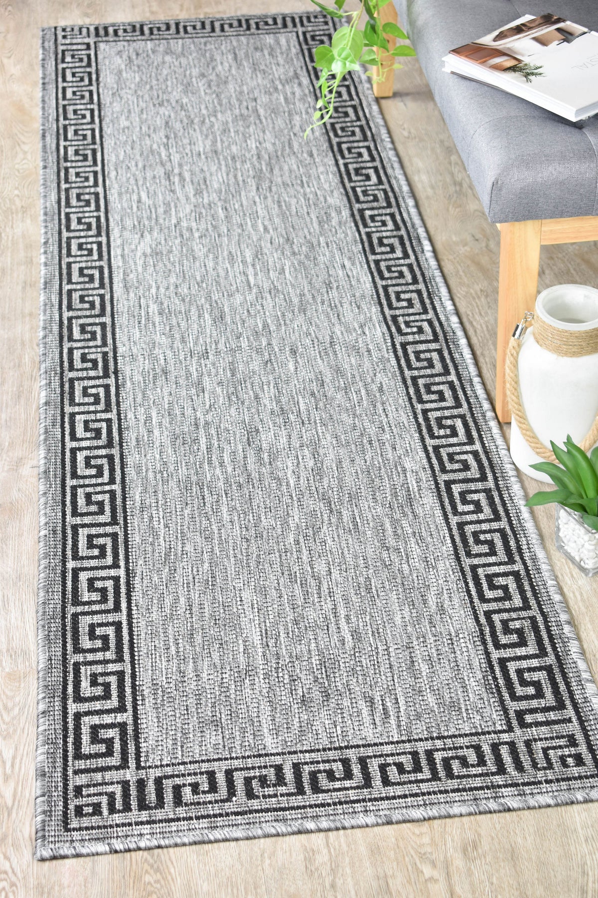 long island Grey Black Rug 7781-DM9E Runner