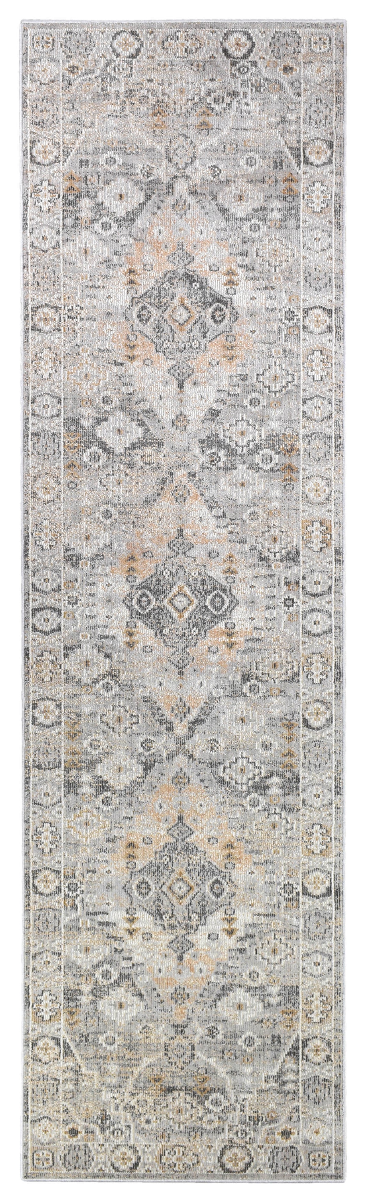 Marakesh Grey Mustard Runner Rug 0320C
