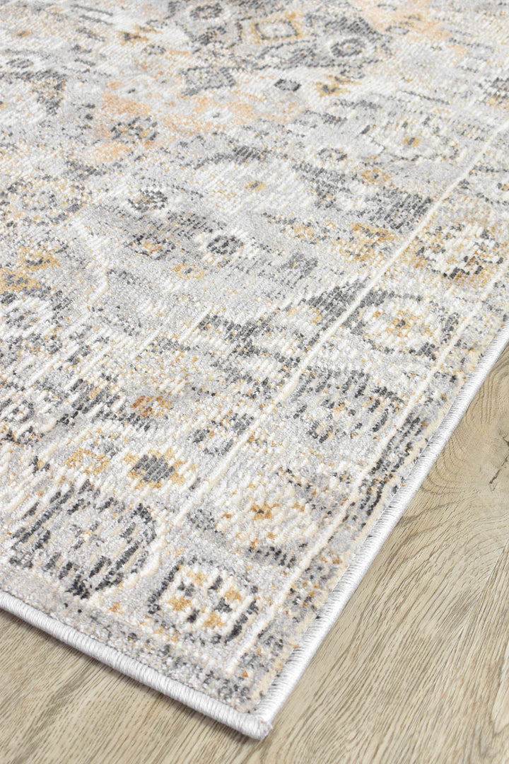 Marakesh Grey Mustard Runner Rug 0320C