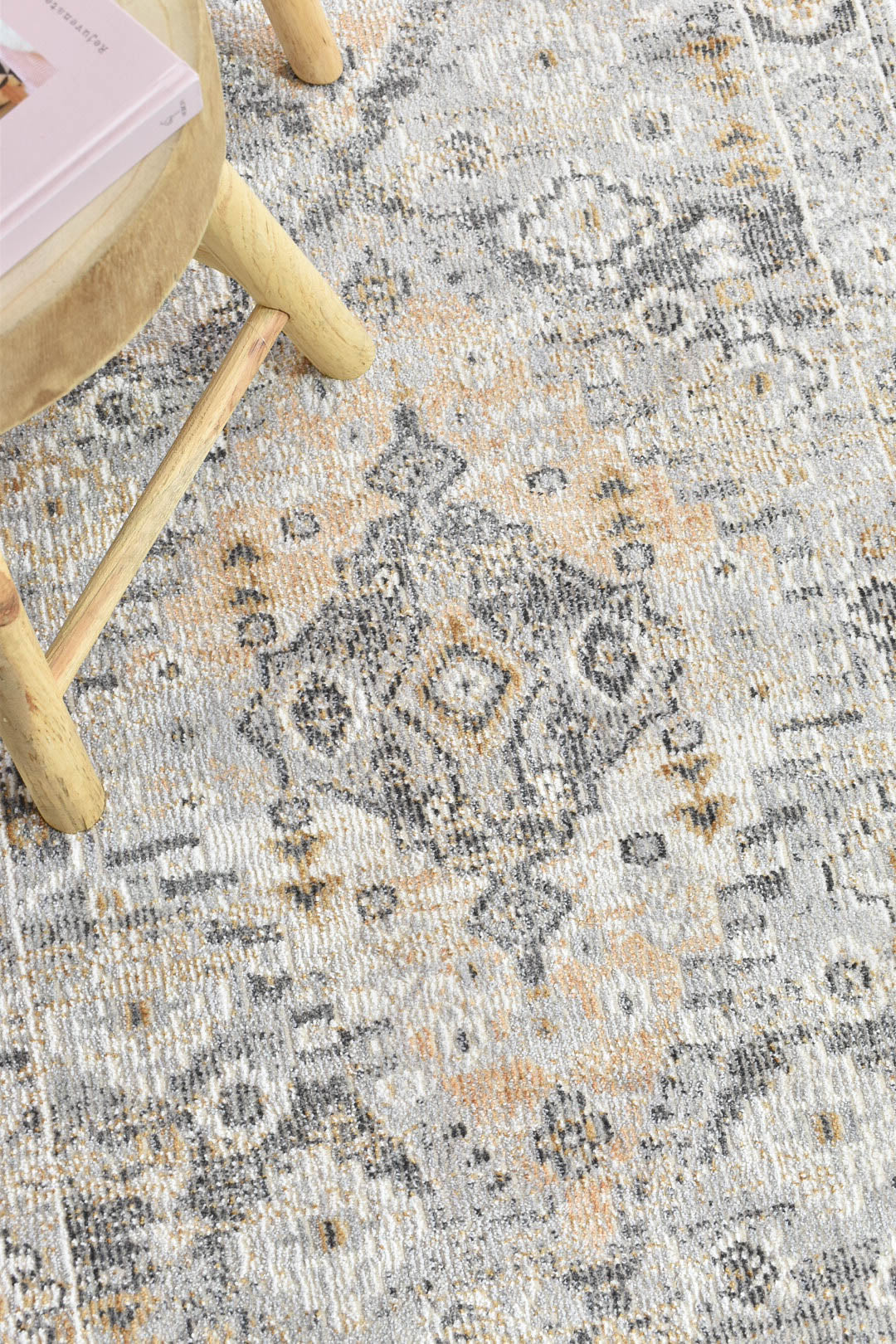 Marakesh Grey Mustard Runner Rug 0320C