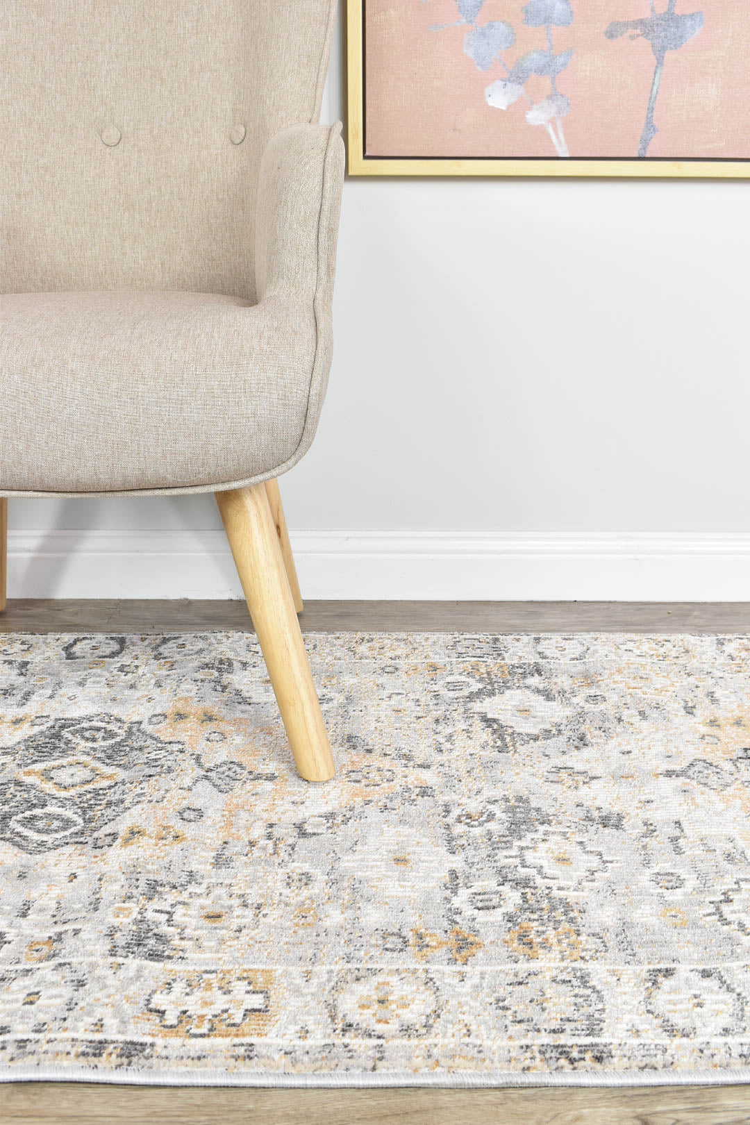 Marakesh Grey Mustard Runner Rug 0320C