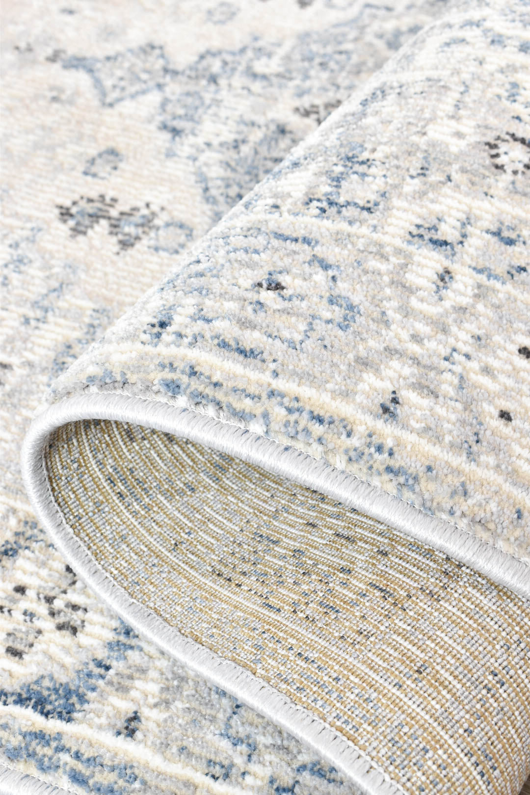 Marakesh Blue L.Grey Runner Rug 0320C