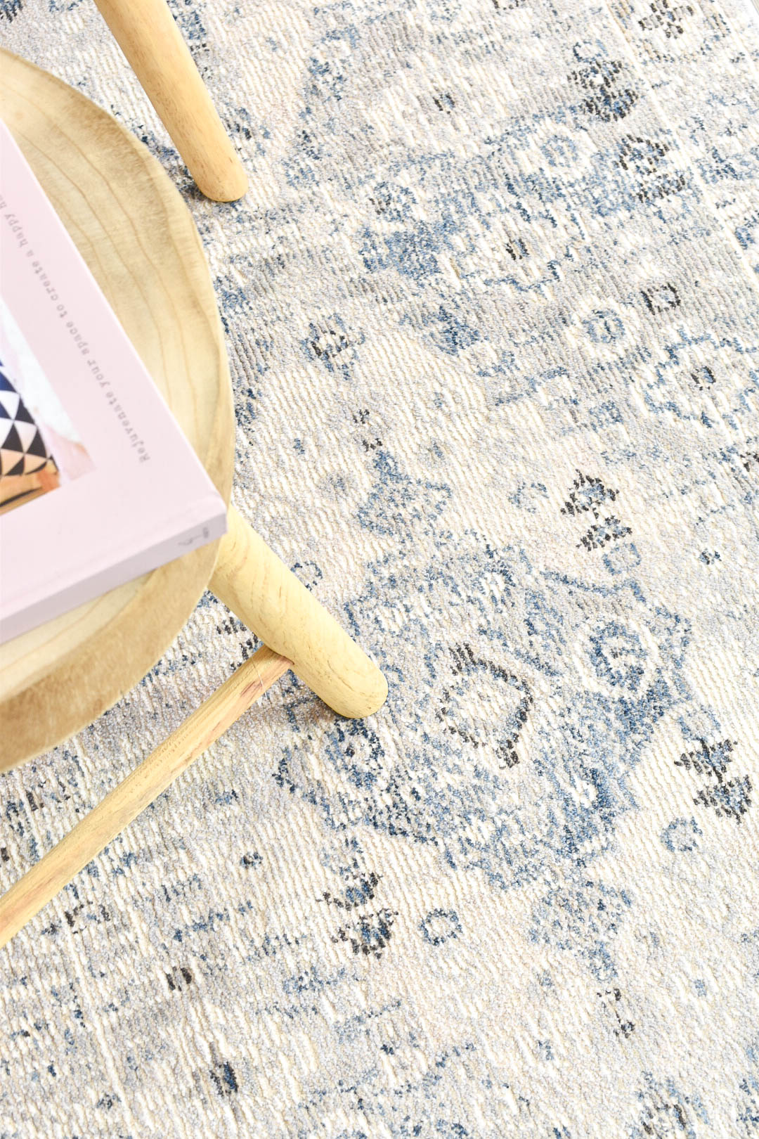 Marakesh Blue L.Grey Runner Rug 0320C