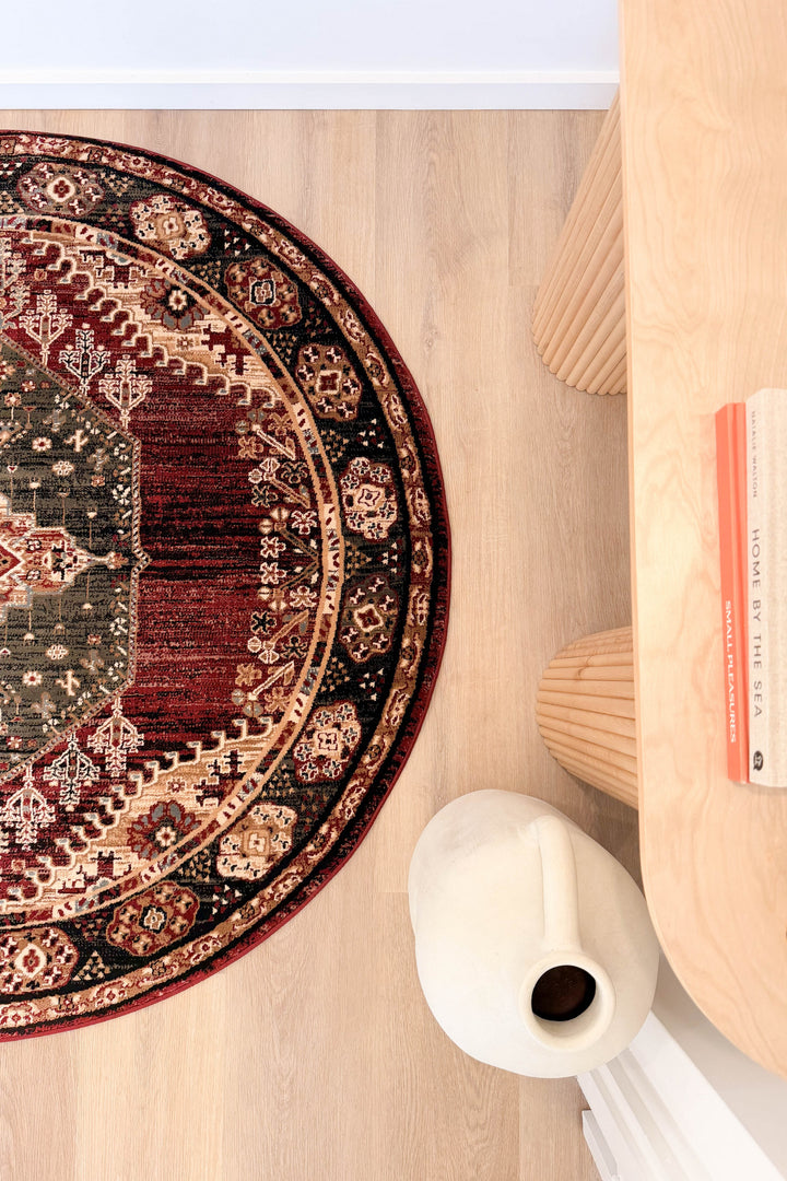 Riviera Medallion 45 Red Round Rug