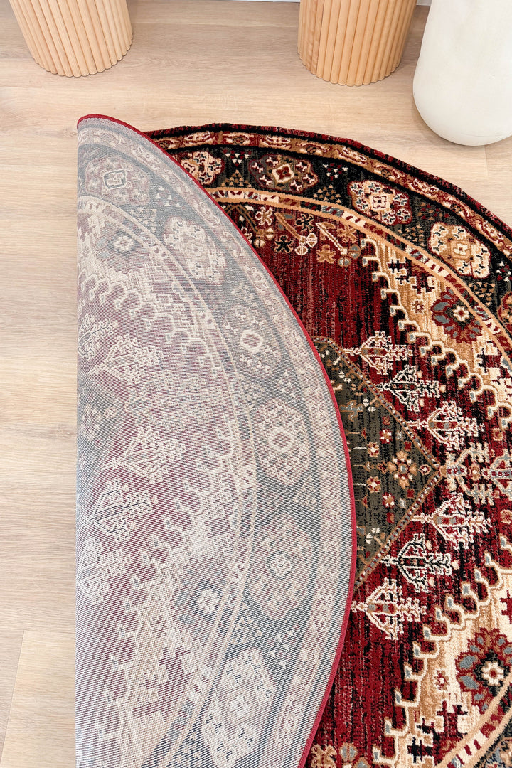 Riviera Medallion 45 Red Round Rug