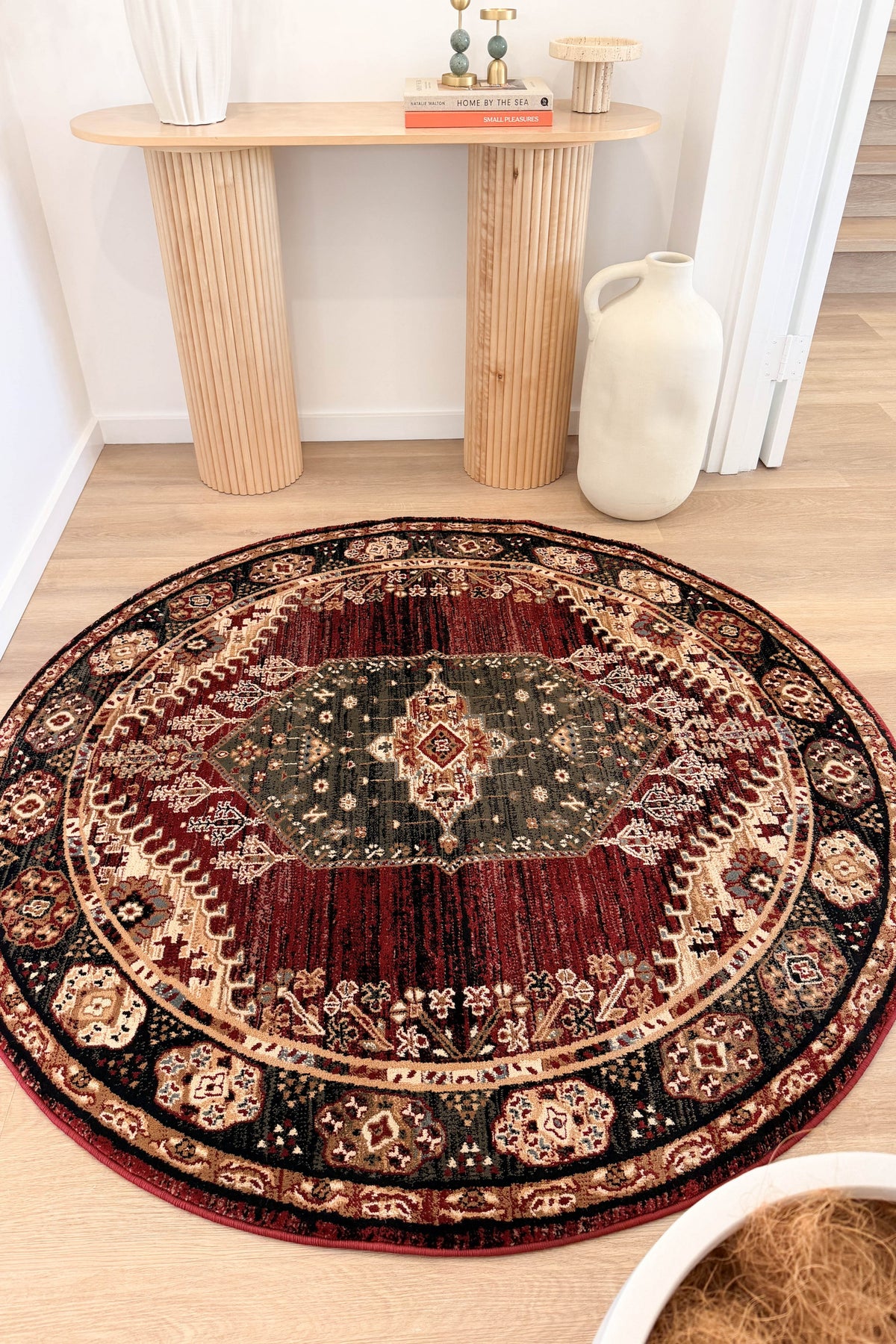 Riviera Medallion 45 Red Round Rug