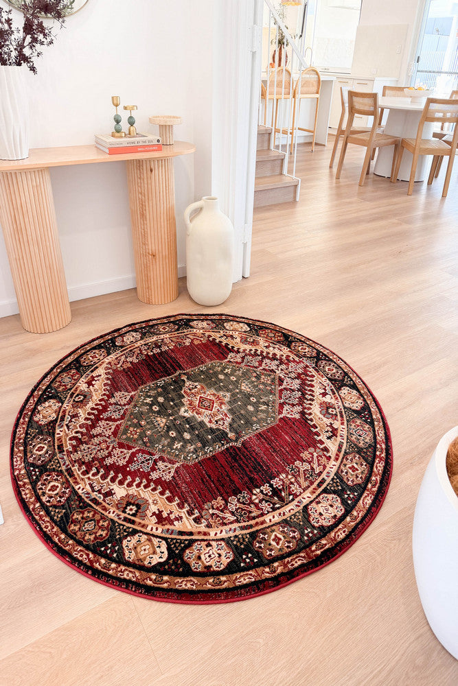 Riviera Medallion 45 Red Round Rug