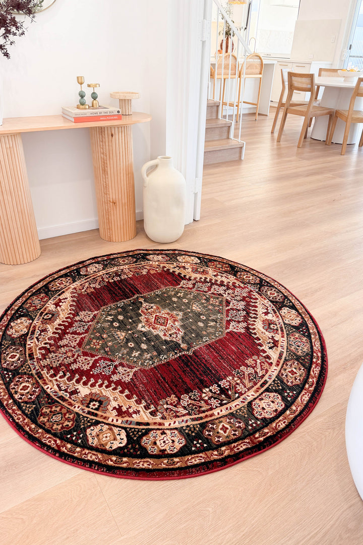 Riviera Medallion 45 Red Round Rug