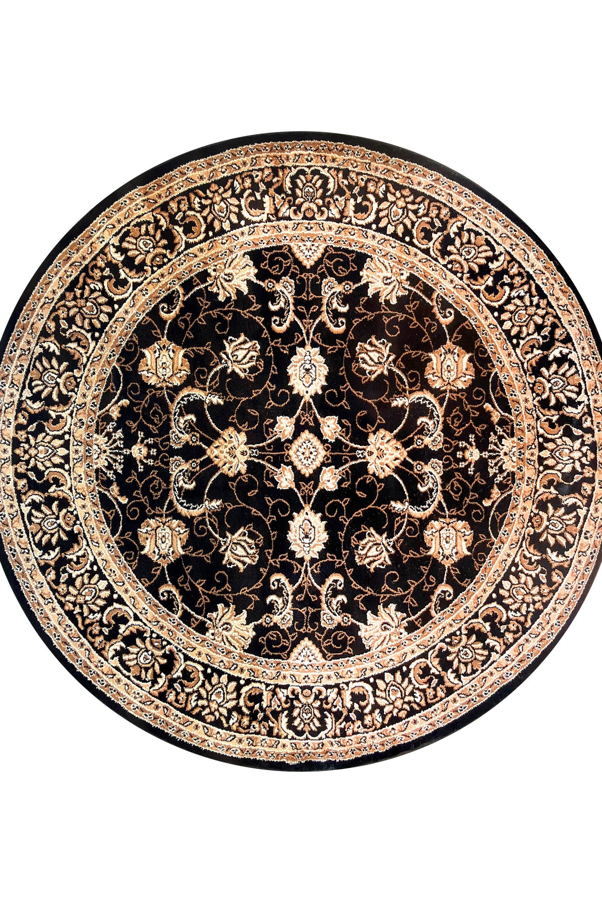 Riviera Traditional 84 Black Round Rug