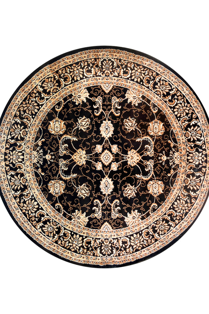 Riviera Traditional 84 Black Round Rug