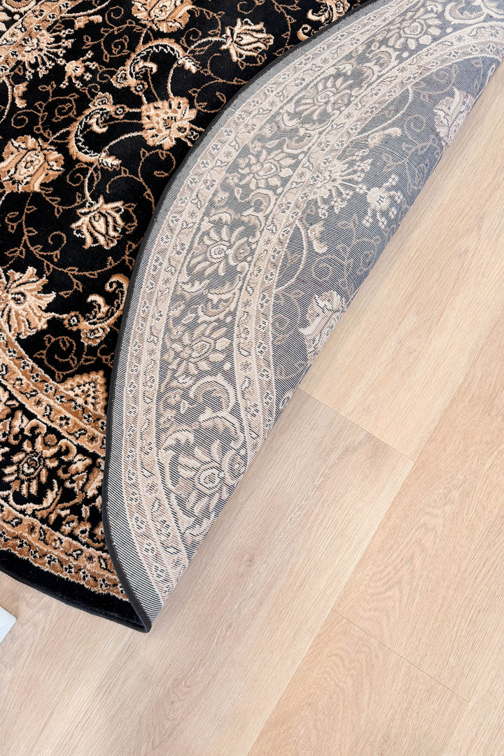Riviera Traditional 84 Black Round Rug