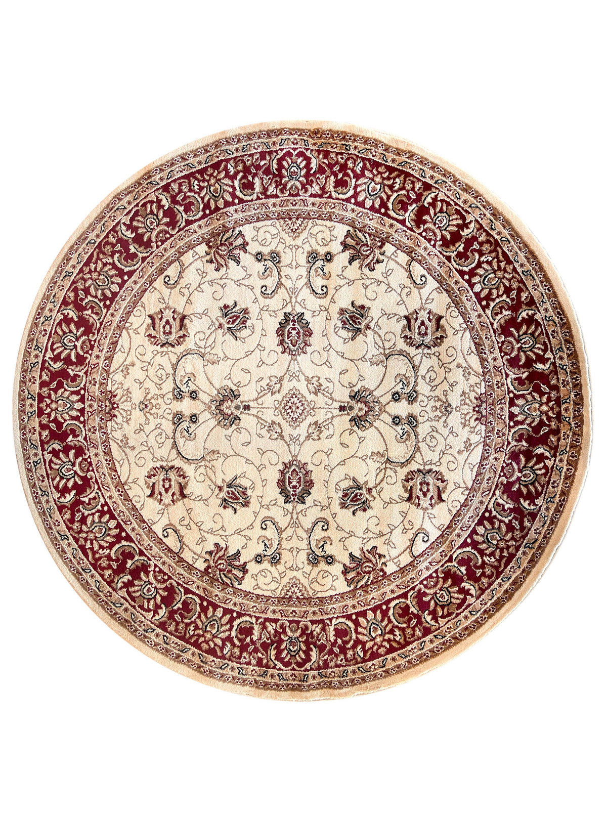 Riviera Traditional 84 Cream Red Round Rug