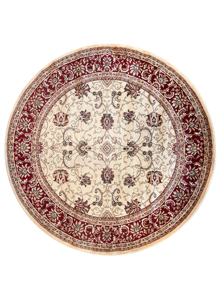 Riviera Traditional 84 Cream Red Round Rug