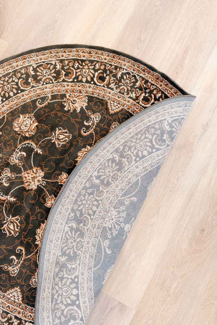 Riviera Traditional 84 Green Round Rug