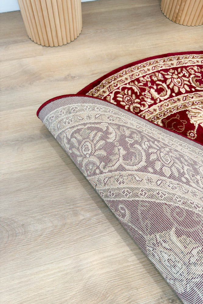 Riviera Traditional 84 Red Round Rug