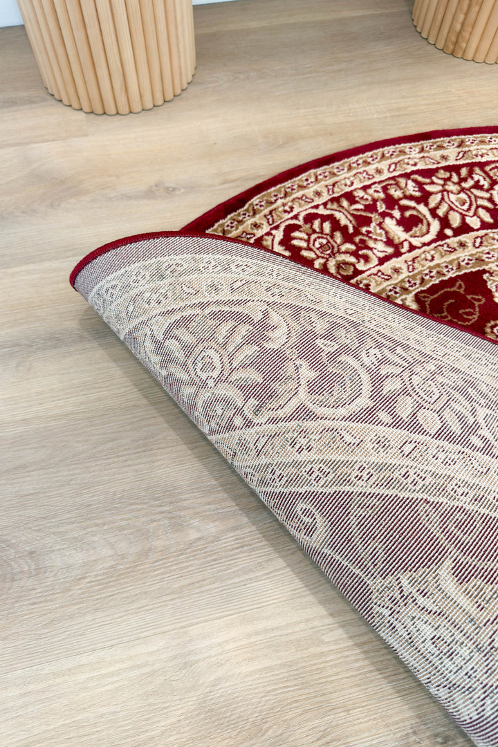 Riviera Traditional 84 Red Round Rug