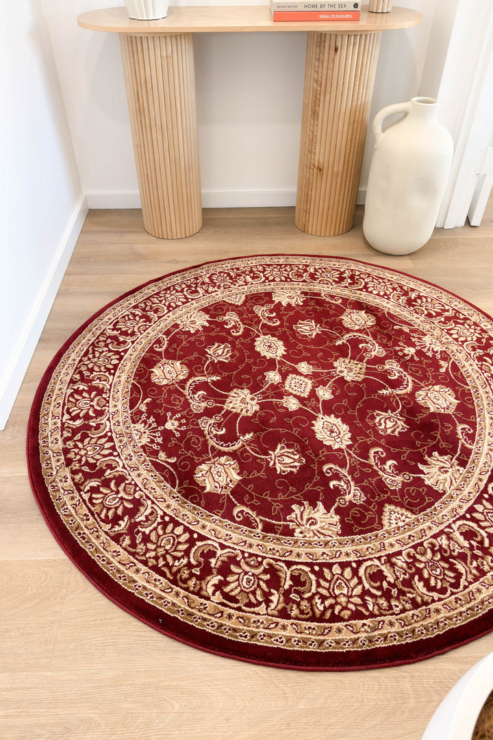 Riviera Traditional 84 Red Round Rug