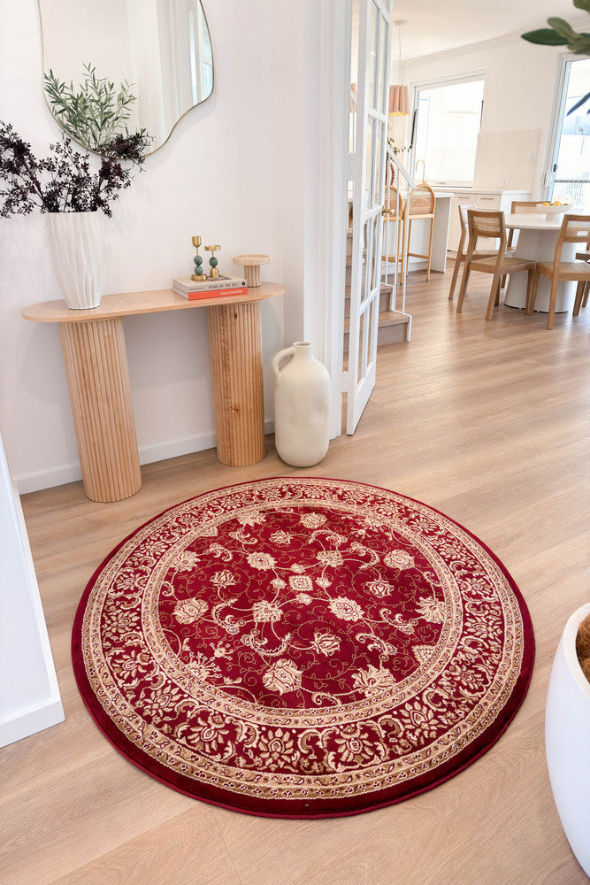 Riviera Traditional 84 Red Round Rug