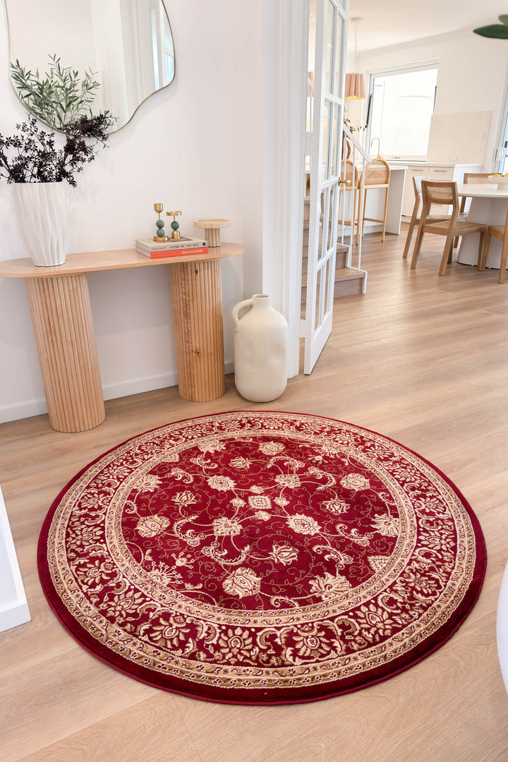 Riviera Traditional 84 Red Round Rug