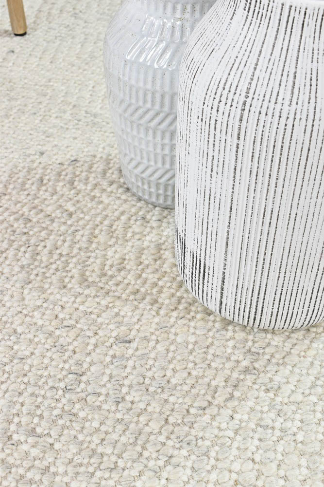 Calvin Wool Silver Ivory Rug