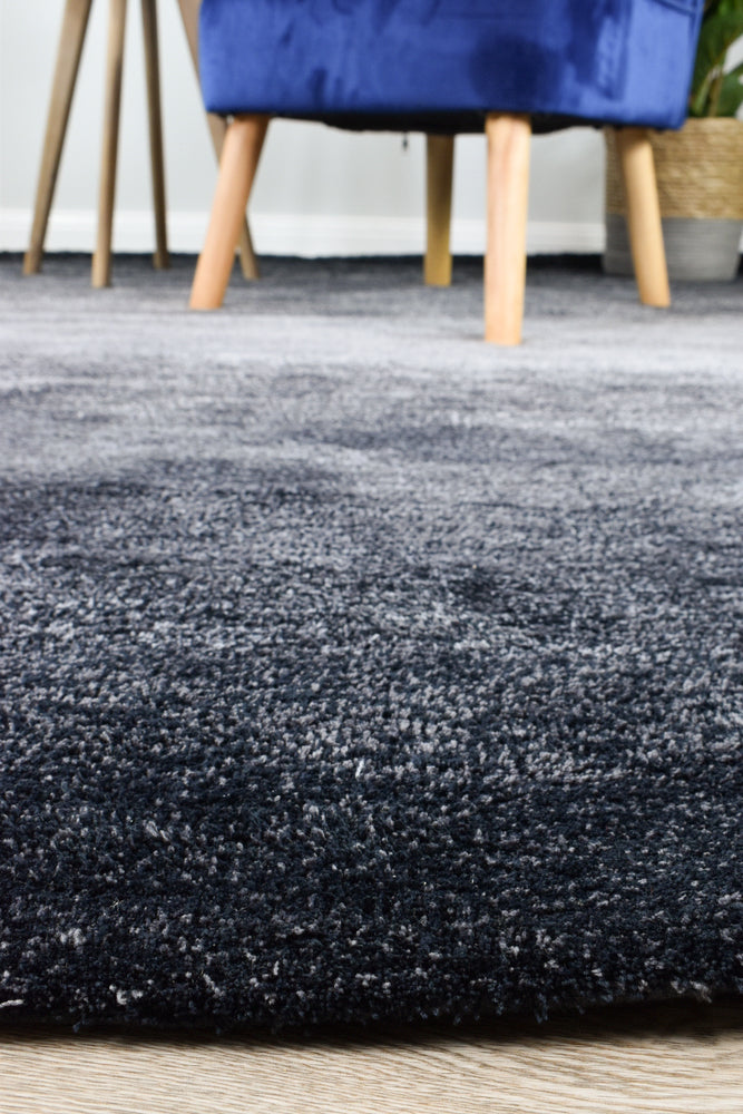 Black Grey Highlight Shaggy Rug