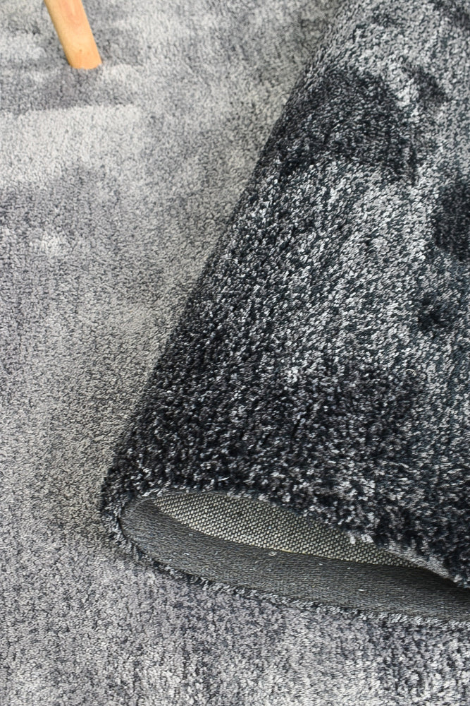 Black Grey Highlight Shaggy Rug