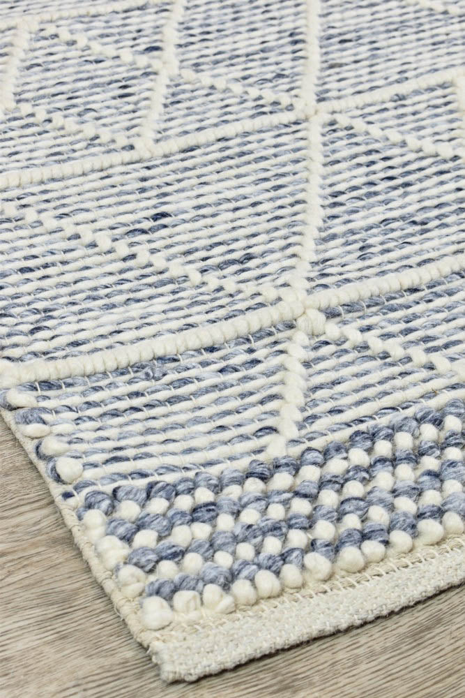 Labin Blue White Wool Rug