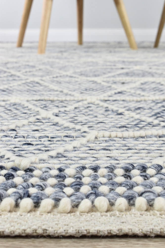 Labin Blue White Wool Rug