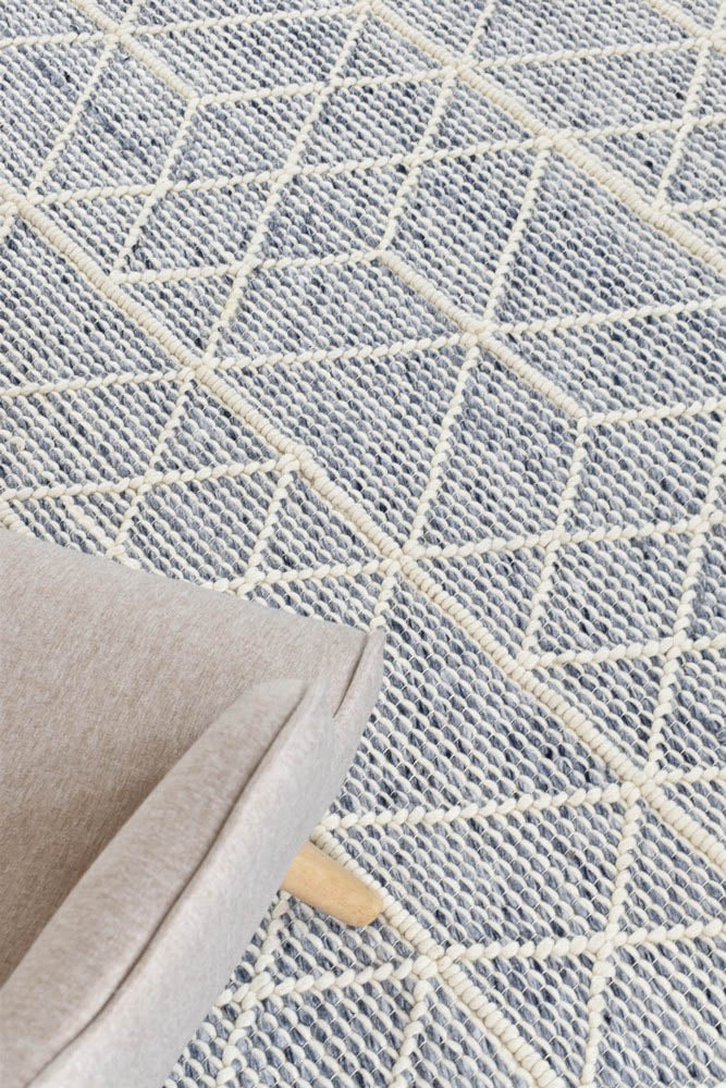 Labin Blue White Wool Rug