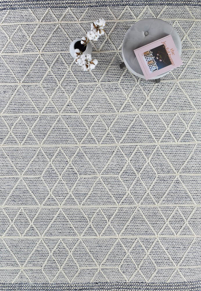 Labin Blue White Wool Rug