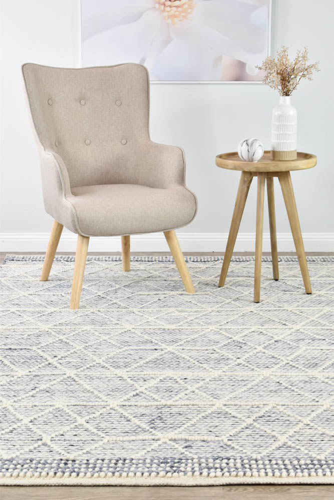 Labin Blue White Wool Rug