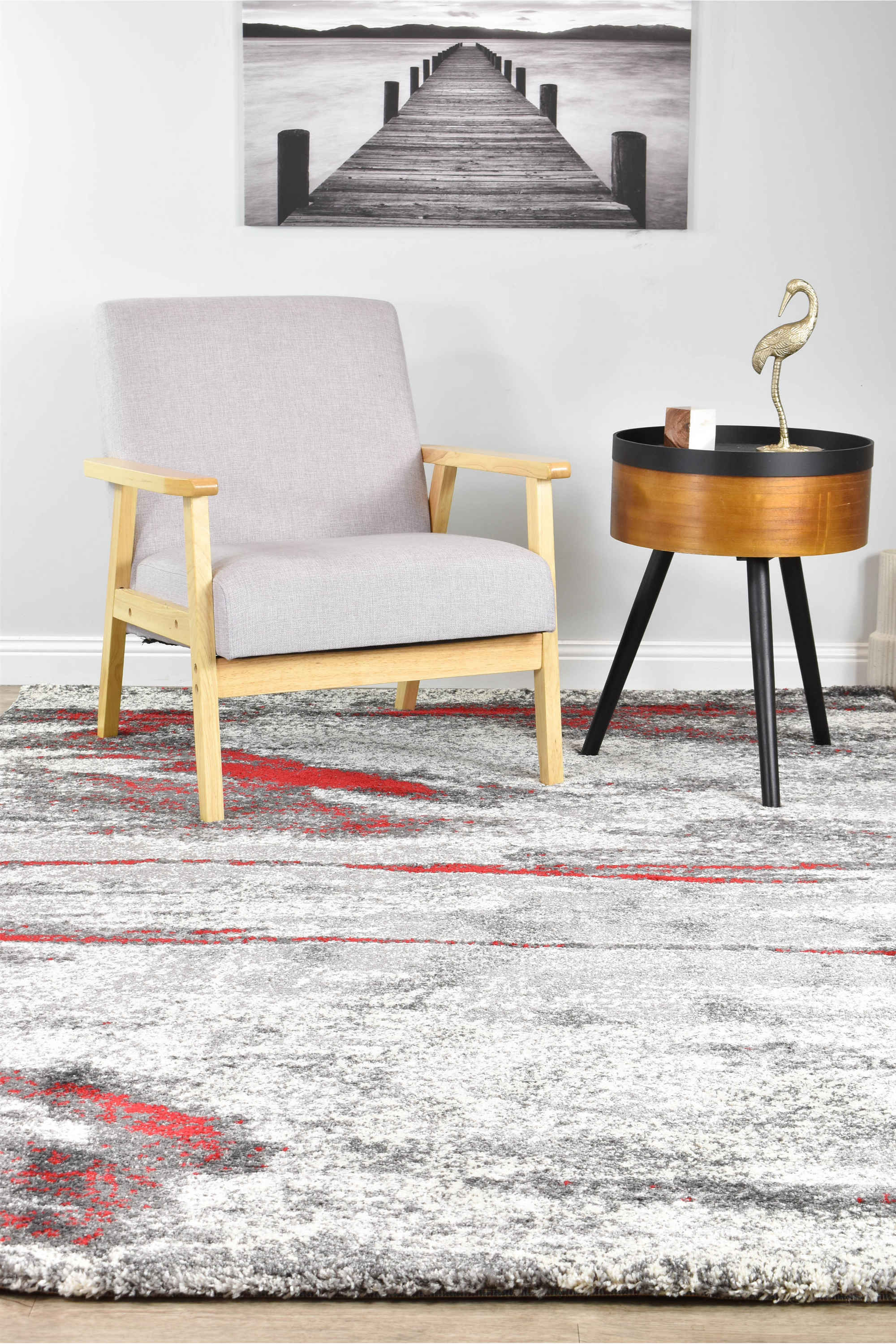 Millard 176 Grey Red Rug