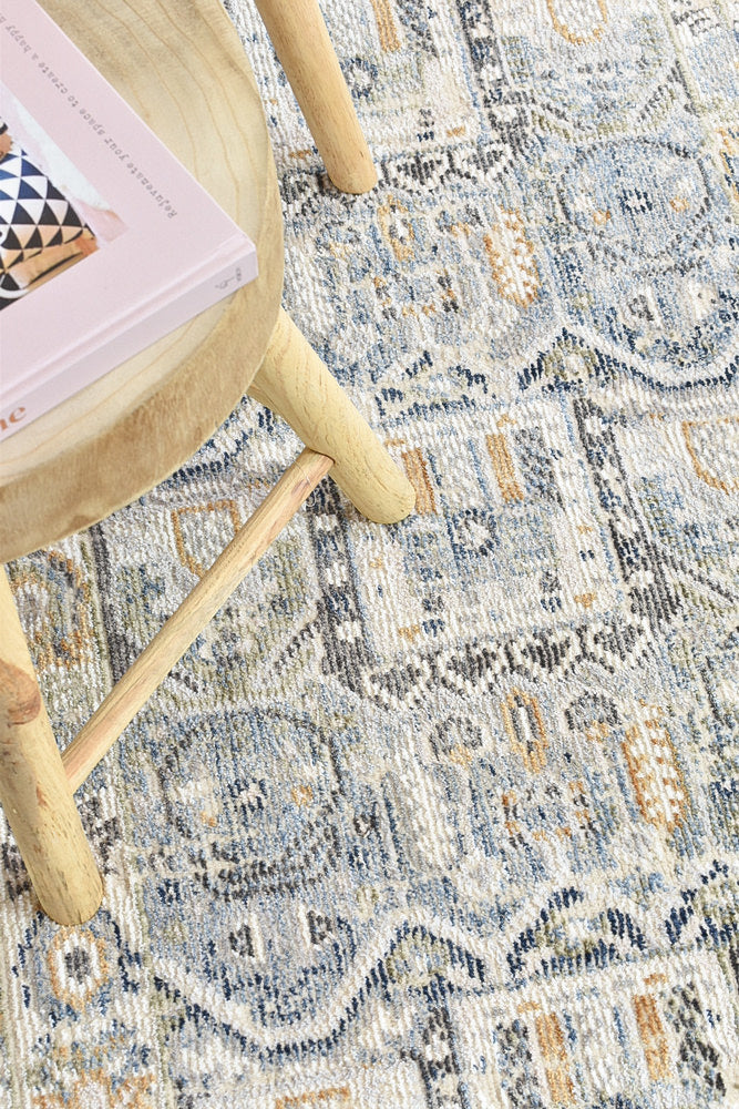 Marakesh Blue Grey Runner Rug 0319A