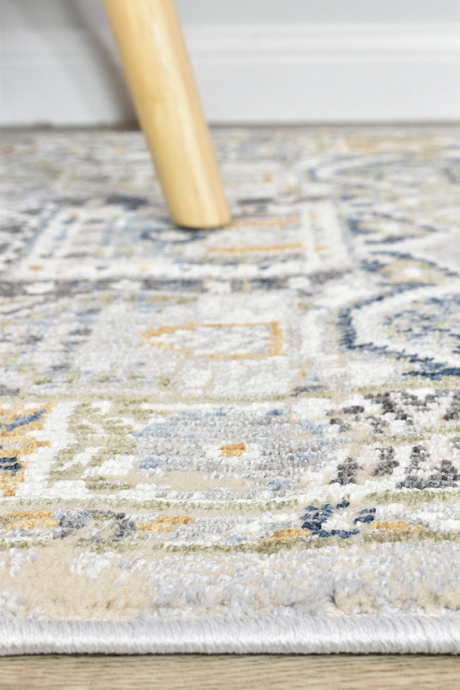 Marakesh Blue Grey Runner Rug 0319A