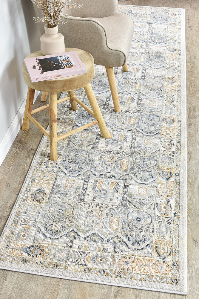 Marakesh Blue Grey Runner Rug 0319A