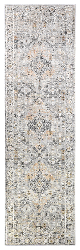 Marakesh Grey Mustard Runner Rug 0320C