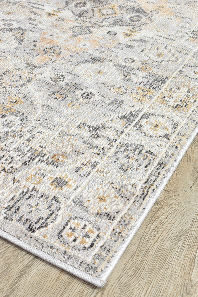 Marakesh Grey Mustard Runner Rug 0320C