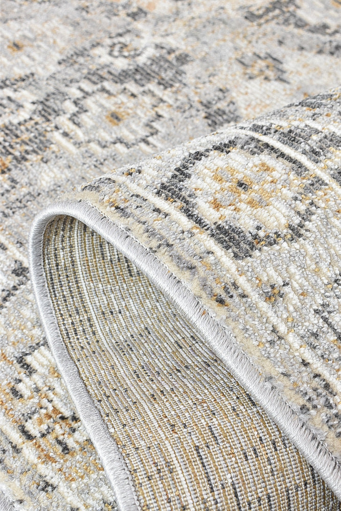 Marakesh Grey Mustard Runner Rug 0320C