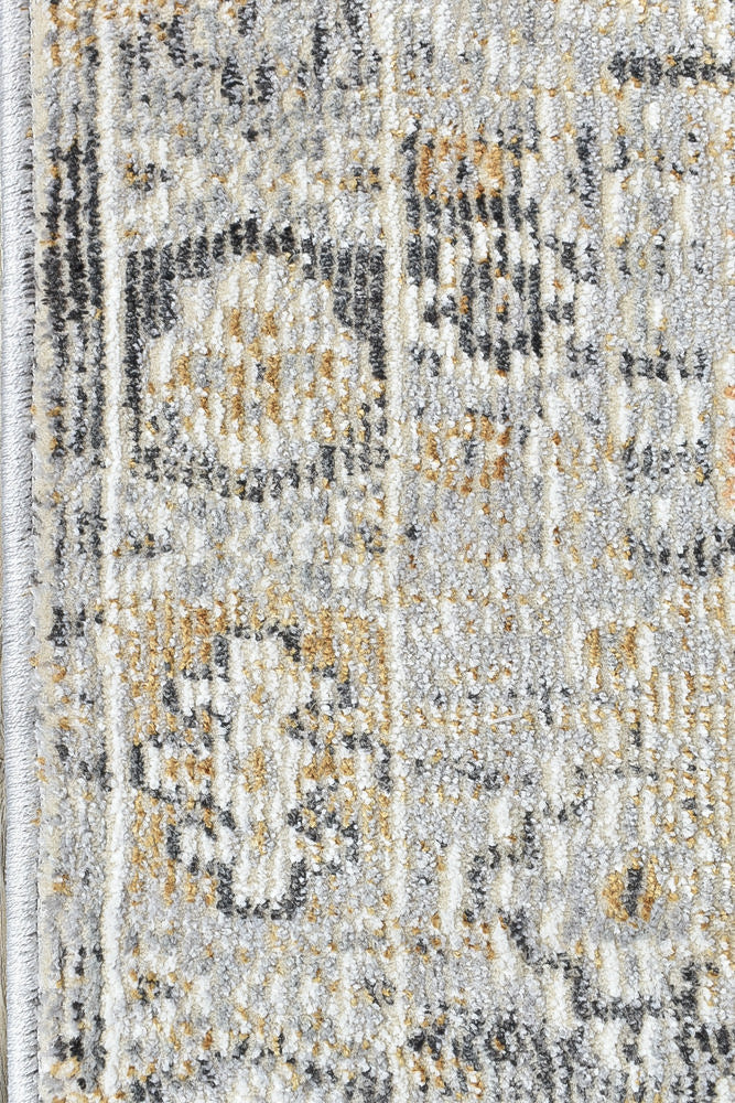 Marakesh Grey Mustard Runner Rug 0320C