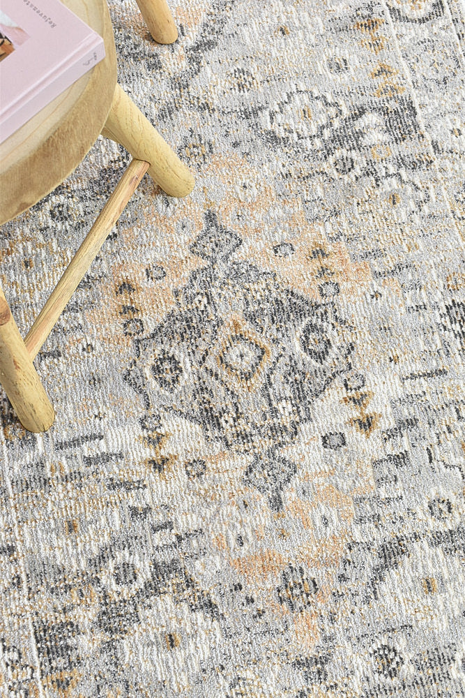 Marakesh Grey Mustard Runner Rug 0320C