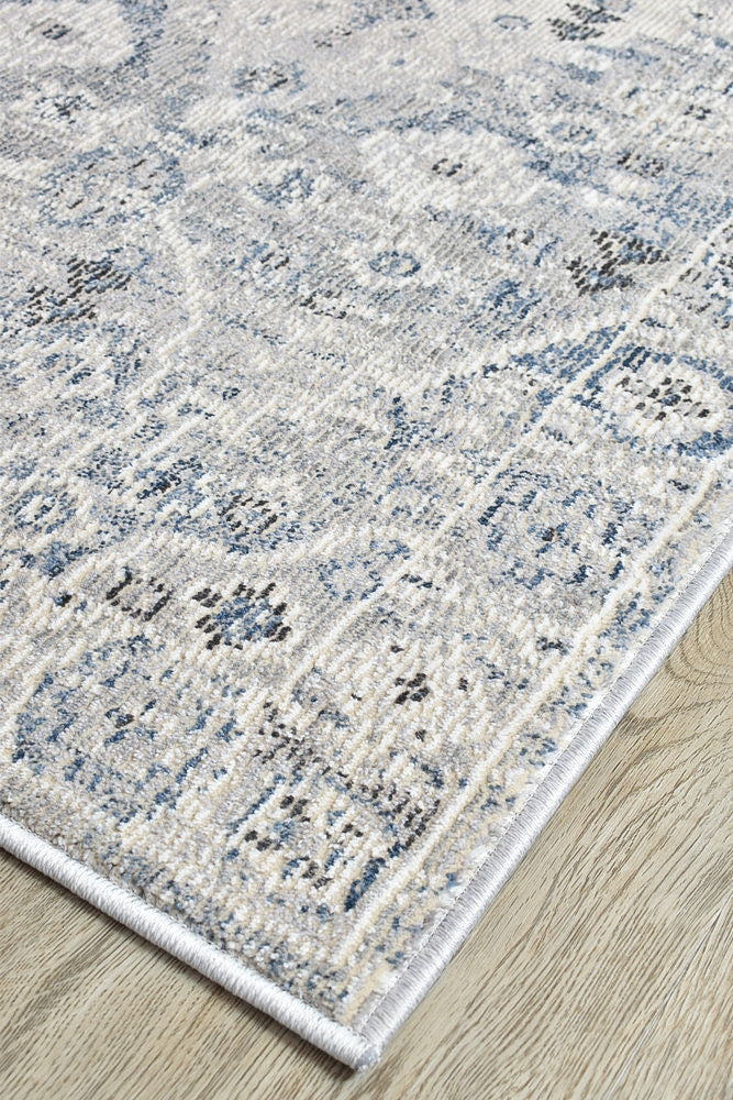 Marakesh Blue L.Grey Runner Rug 0320C