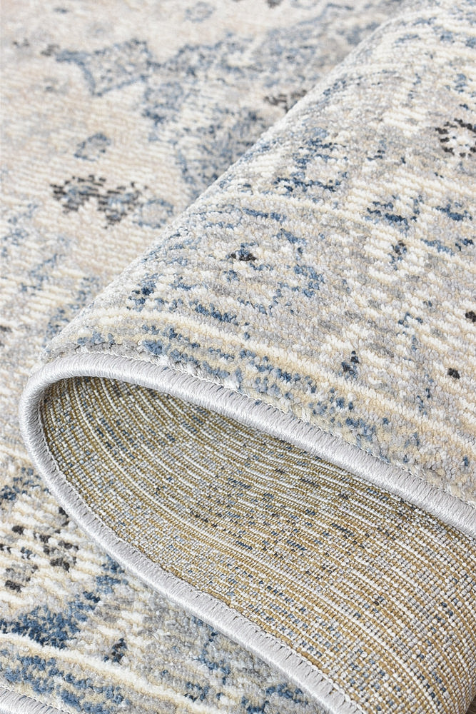 Marakesh Blue L.Grey Runner Rug 0320C