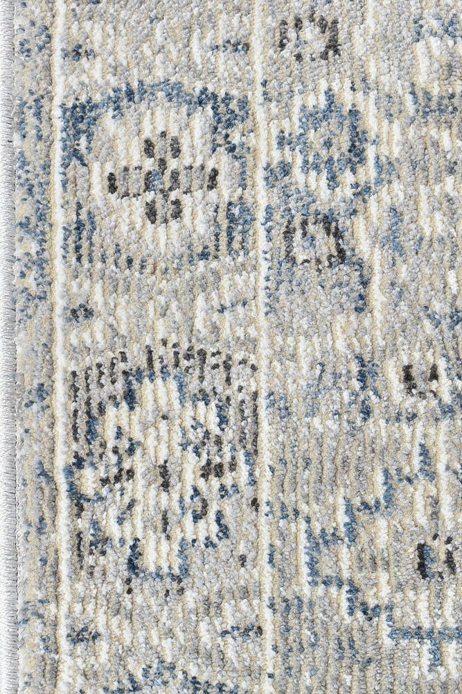 Marakesh Blue L.Grey Runner Rug 0320C