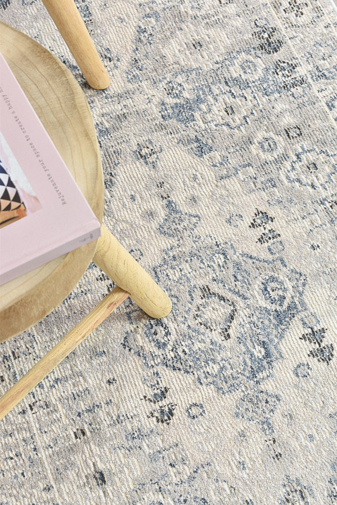 Marakesh Blue L.Grey Runner Rug 0320C