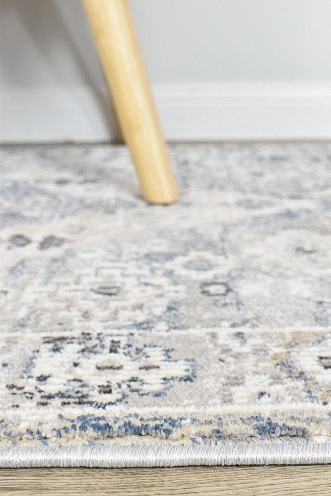 Marakesh Blue L.Grey Runner Rug 0320C
