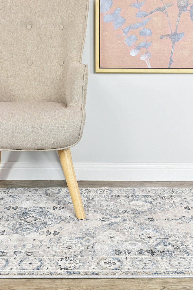 Marakesh Blue L.Grey Runner Rug 0320C
