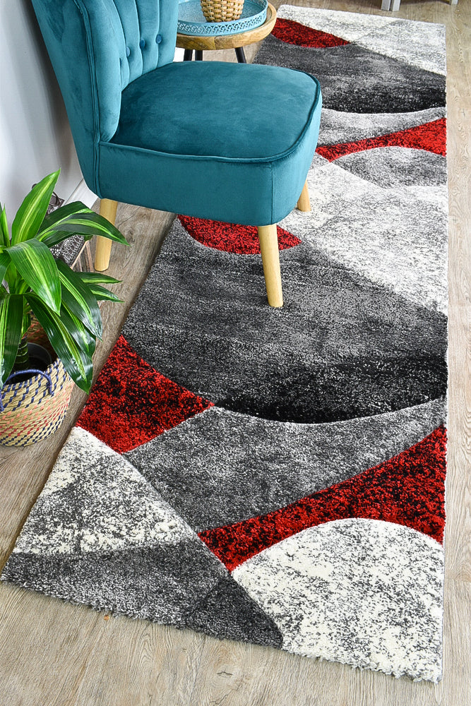 Millard 298 Dark Grey Red Rug