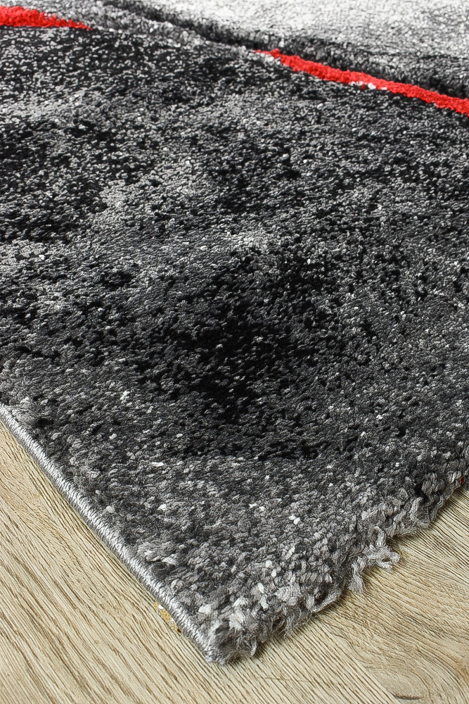Millard 37 Dark Grey Red Rug