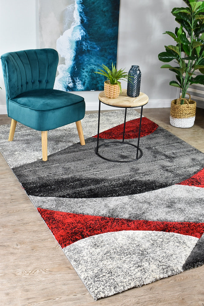 Millard 298 Dark Grey Red Rug